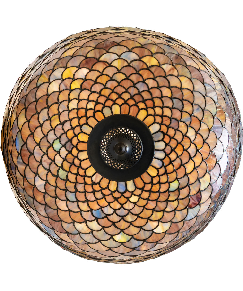 24" Wide Tiffany Fishscale Inverted Semi-Flushmount