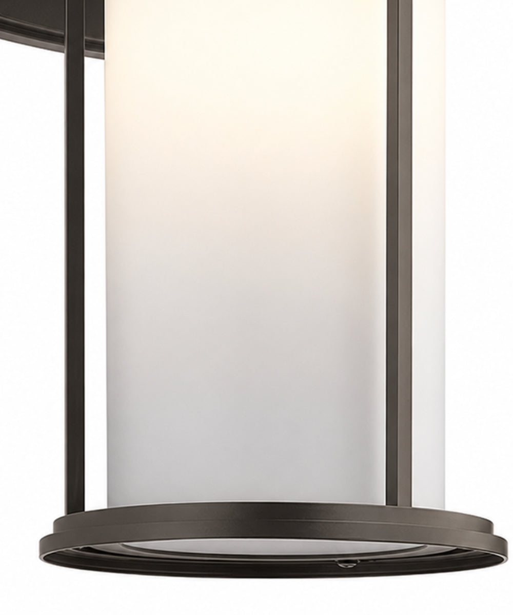 20"h Toman 1-Light Large Outdoor Wall Light Black Finish with Satin Etched Opal Glass Shade
