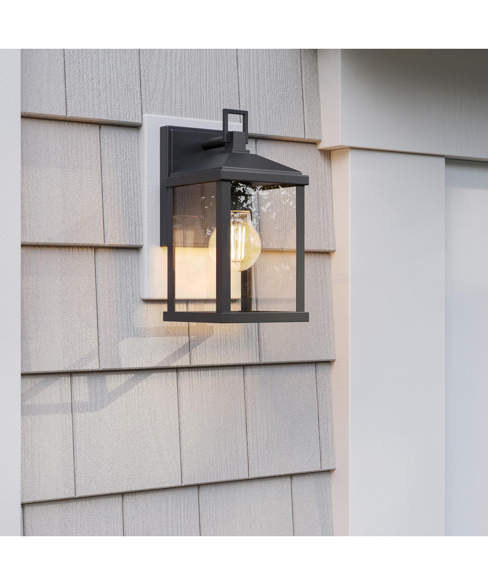 Cantley Small Outdoor Wall Lantern with Clear Glass Panels Matte Black