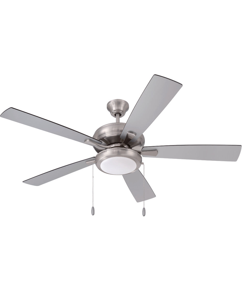 EOS Low Profile 1 bulb Frosted White 52" Ceiling Fan 1-Light Fan Brushed Polished Nickel