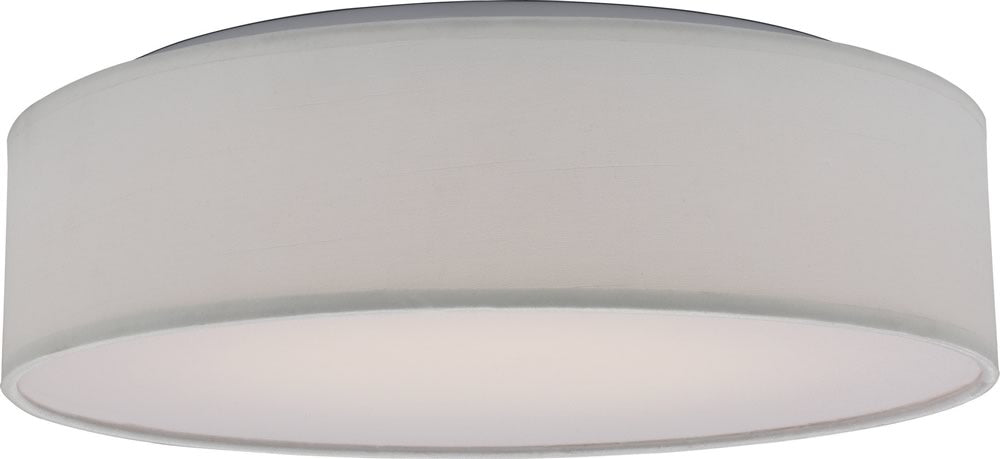 15"W 1-Light LED Close-to-Ceiling White Fabric