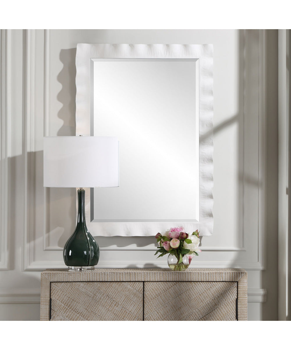 Haya White Scalloped Mirror