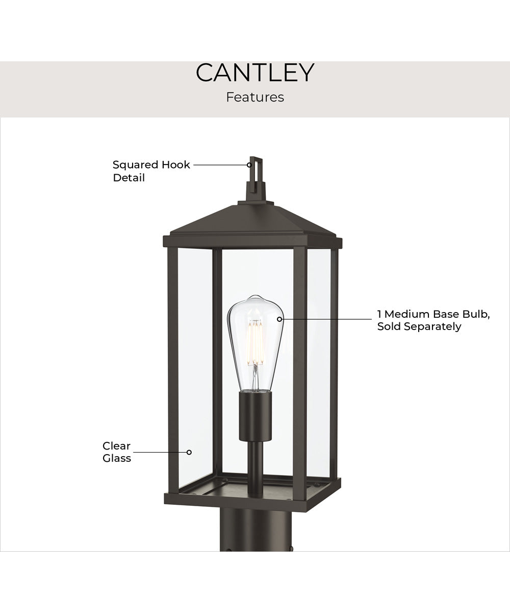 Cantley Outdoor Post Mount Lantern Light with Clear Glass Panels Antique Bronze