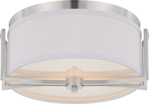15"W Gemini 2-Light Close-to-Ceiling Brushed Nickel