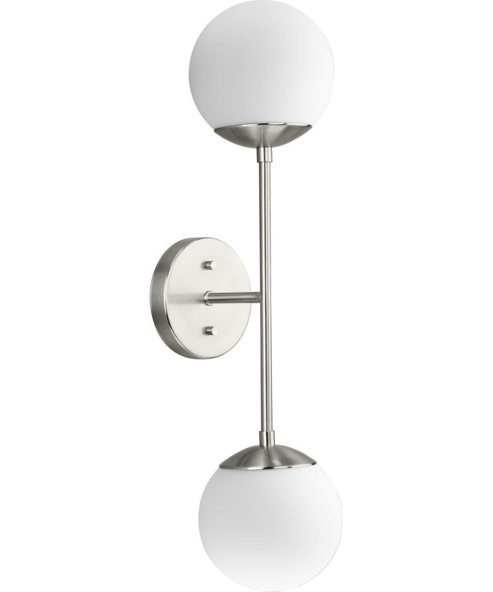 Haas 2-Light Mid-Century Modern Wall Bracket Brushed Nickel