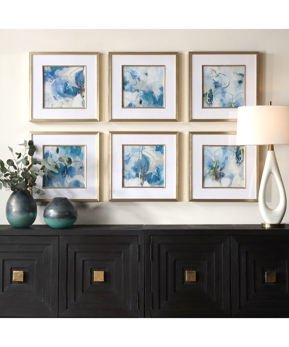 Fresh Start Blue Abstract Prints, Set of 6