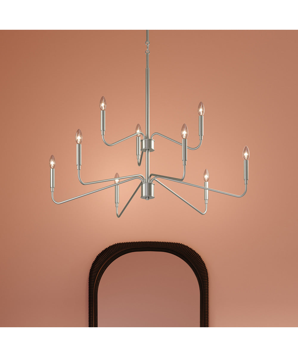Pilar Two-Tier 9-Light Chandelier Brushed Nickel