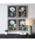Florals On Black Framed Prints, Set of 4