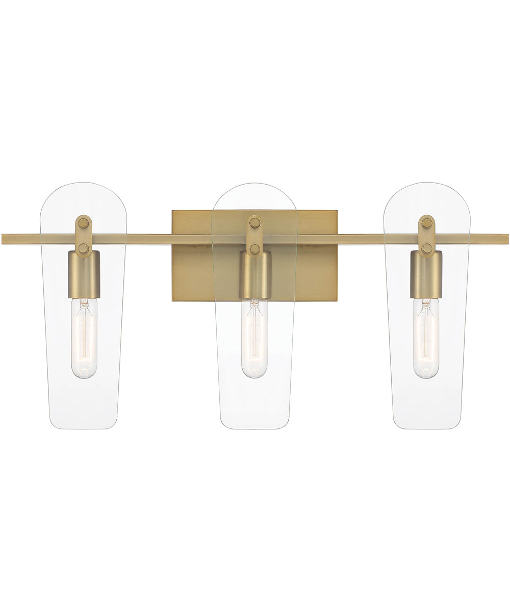 Bergen Beach 3 Light Vanity Brushed Gold