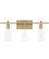 Bergen Beach 3 Light Vanity Brushed Gold
