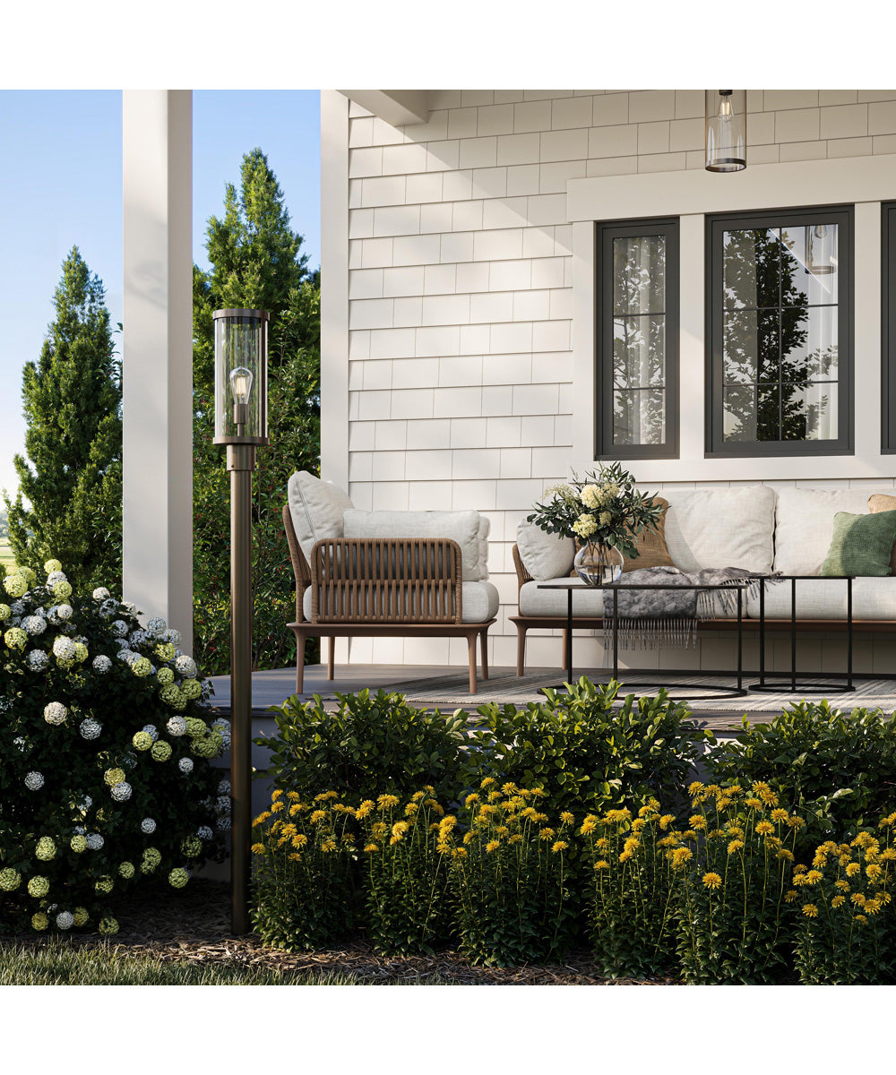 Kagen Outdoor Post Light with Clear Glass Panels Antique Bronze