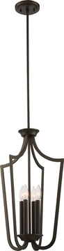 14"W Laguna 4-Light Caged Pendant Forest Bronze Finish