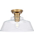 Singleton 1-Light 14" Farmhouse Medium Semi-Flush Mount Light with Clear Glass Shade Vintage Brass