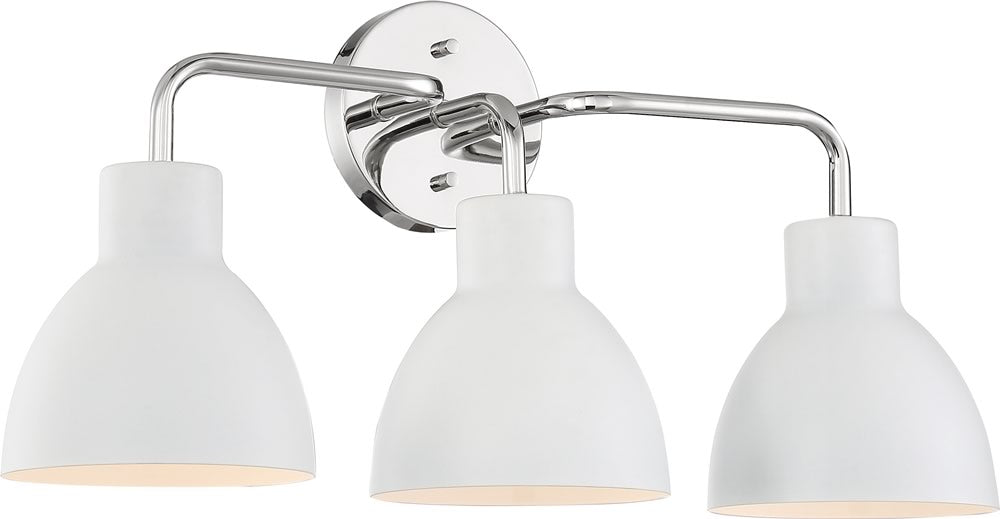 22"W Sloan 3-Light Vanity & Wall Polished Nickel / White