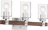 20"W Arabel 3-Light Vanity & Wall Brushed Nickel / Nutmeg Wood