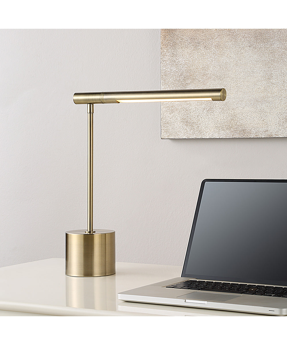 Modern Desk Lamp in Antique Brass with Horizontal Arm