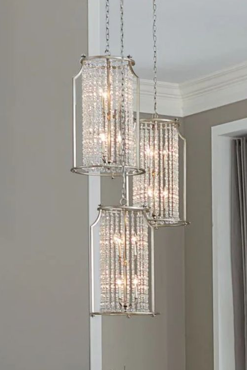 Desiree 6-Light 18"w Pendant Foyer Hanging Light Fixture Silver Ridge Grey Finish by Progress