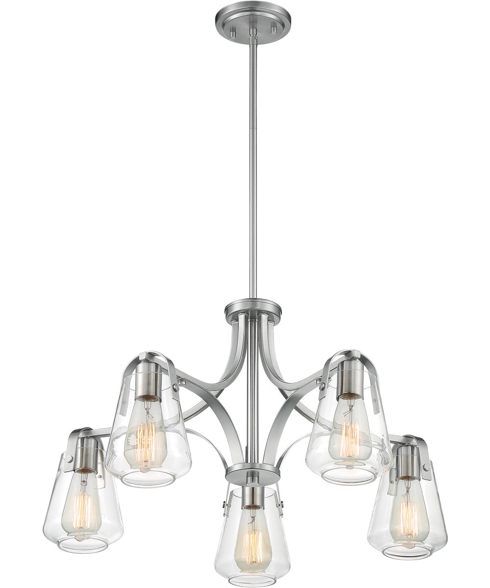27"W Skybridge 5-Light Chandelier Brushed Nickel