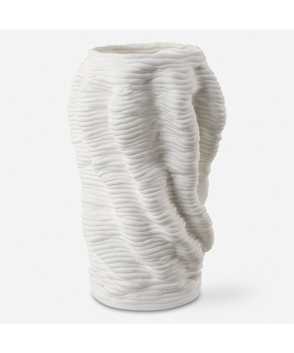 Stratified Matte White Vase
