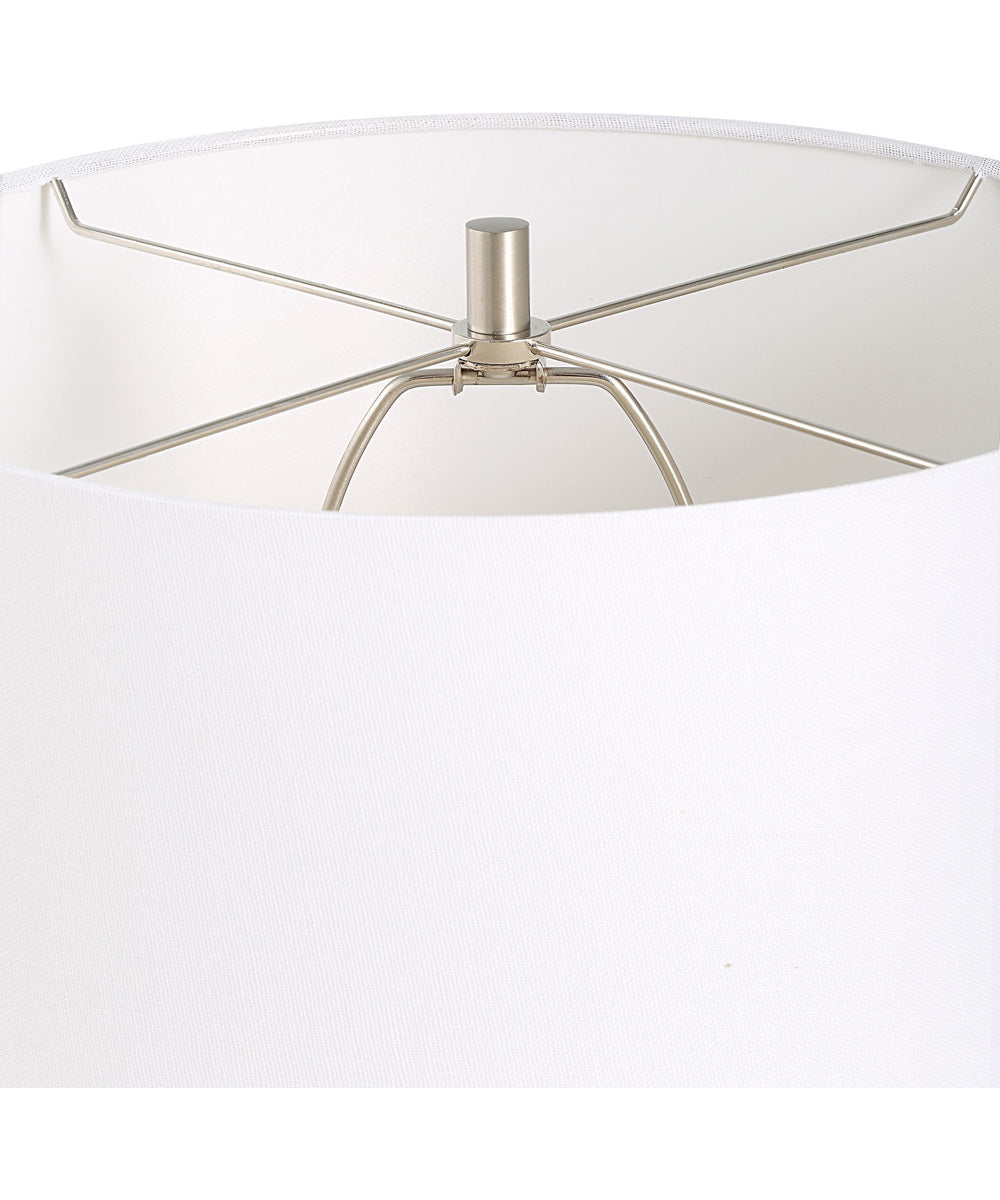 Ceramic Table Lamp in Weathered Black with White Linen