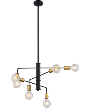 25"W Ryder 6-Light Chandelier Black / Brushed Brass