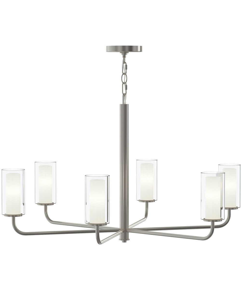 Mack 6-Light Chandelier with Layered Glass Shades Brushed Nickel