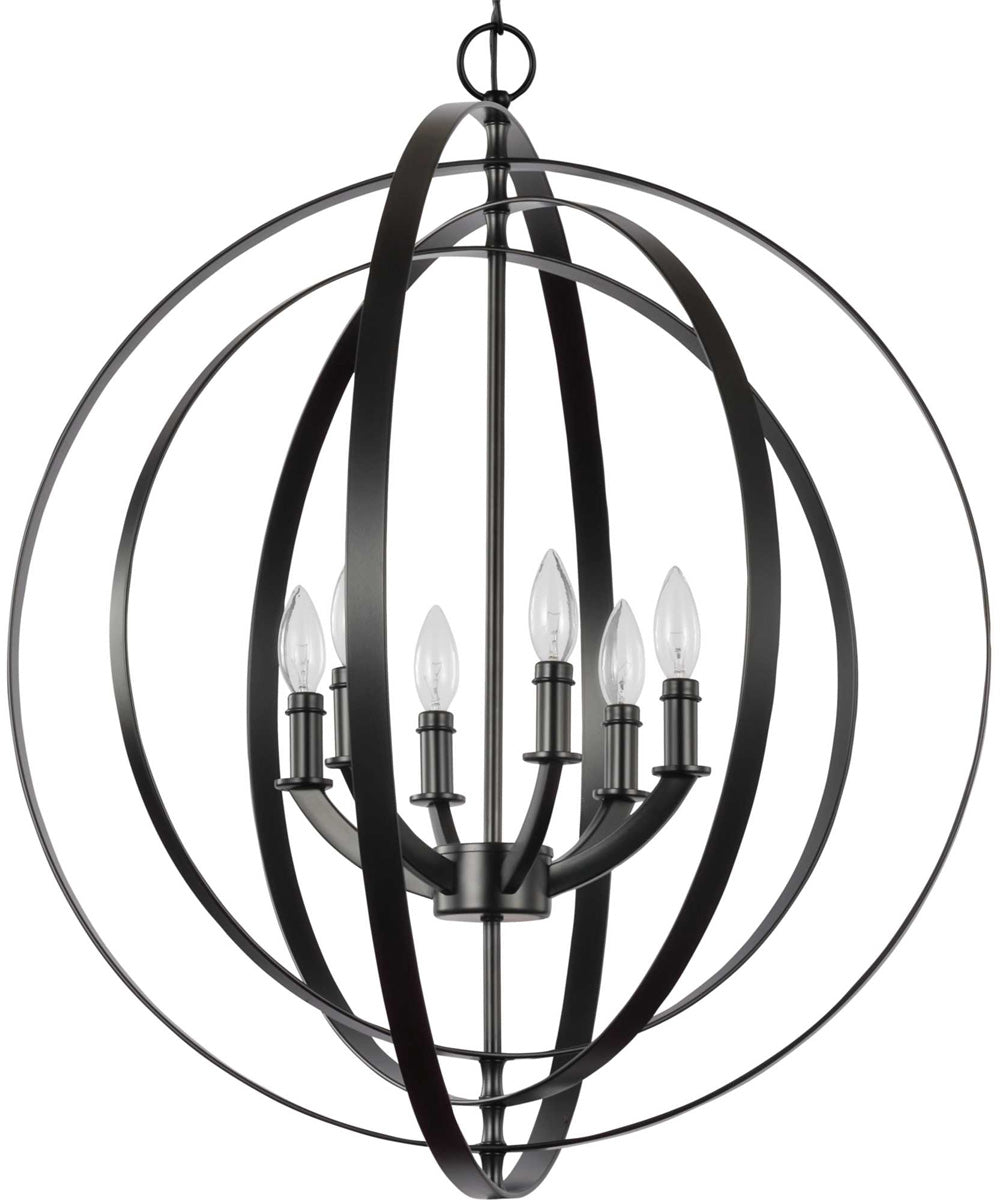 Equinox 6-Light New Traditional Sphere Pendant Light Matte Black