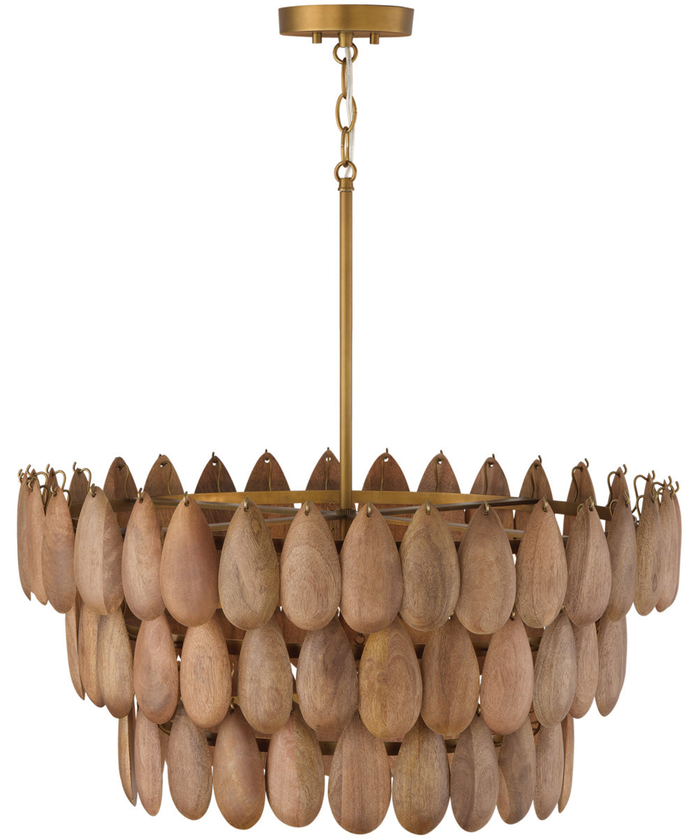 Ravi 4-Light Pendant Light Wood and Patinaed Brass