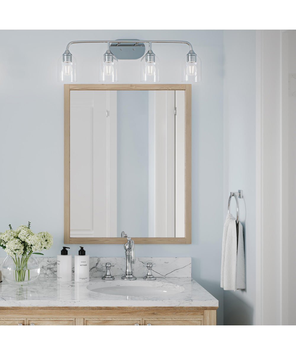 Ilia 4-Light Bath Vanity with Clear Glass Shade Polished Chrome