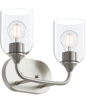 Ilia 2-Light Bath Vanity with Clear Glass Shade Brushed Nickel