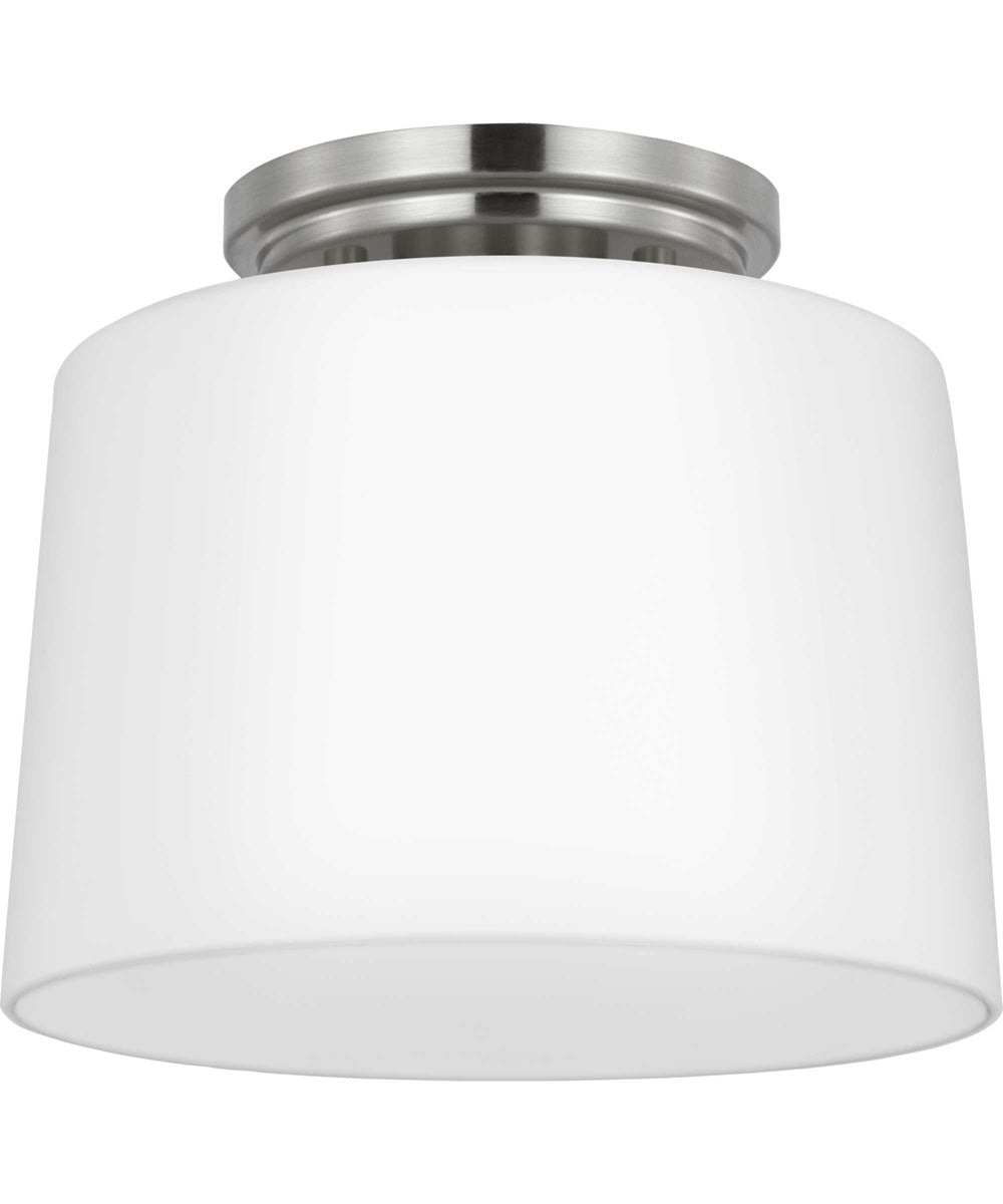Adley 1-Light Etched Opal Glass New Traditional Flush Mount Light Brushed Nickel