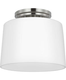 Adley 1-Light Etched Opal Glass New Traditional Flush Mount Light Brushed Nickel