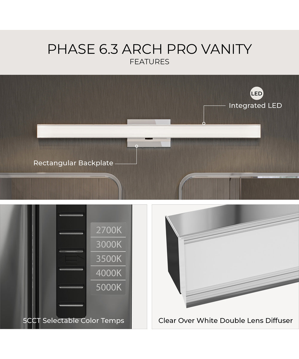 Phase 6.3 24 in. 5CCT Integrated LED Linear Vanity Light Polished Chrome