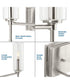 Elara 3-Light Clear Glass New Traditional Bath Vanity Light Brushed Nickel