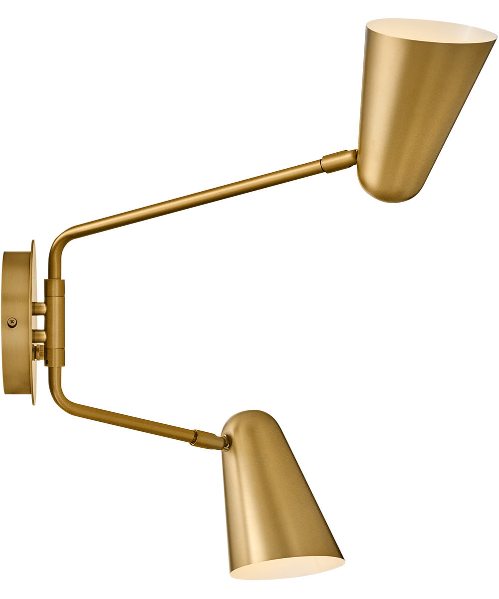 Birdie 2-Light Large Two Light Sconce in Lacquered Brass