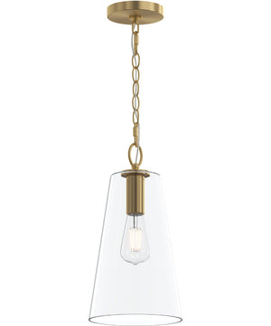 Jheni 1-Light Pendant with Clear Glass Shade Brushed Gold