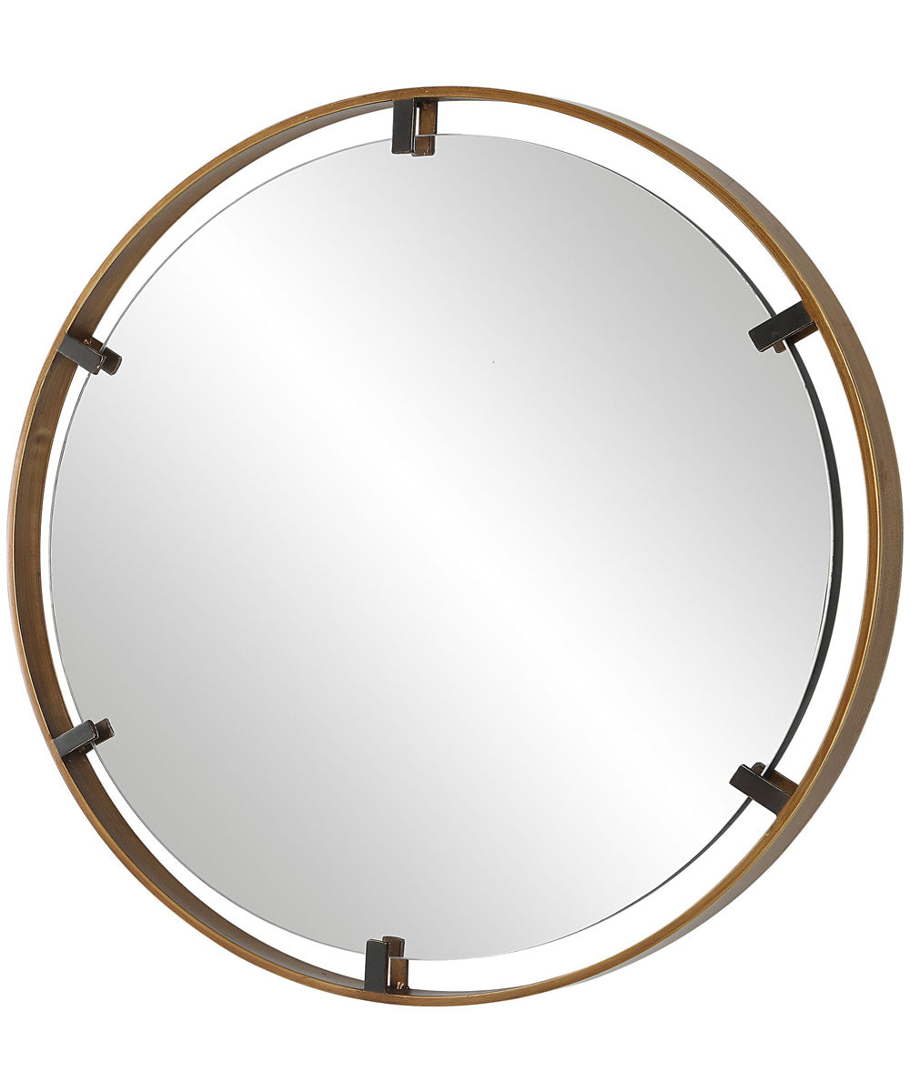 32x32" Wall Mirror with Gold Frame on Dark Bronze Clips