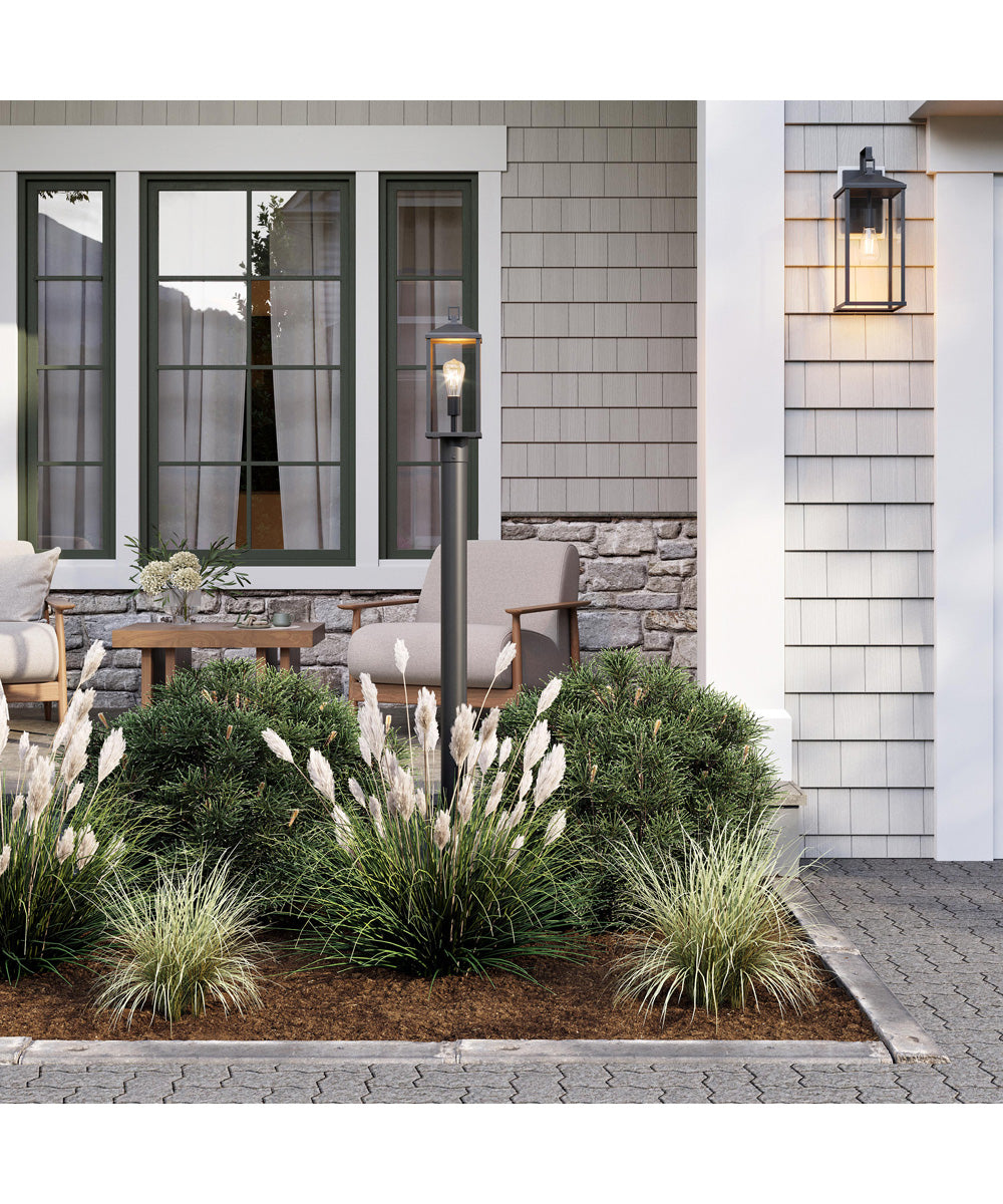 Cantley Outdoor Post Mount Lantern Light with Clear Glass Panels Matte Black