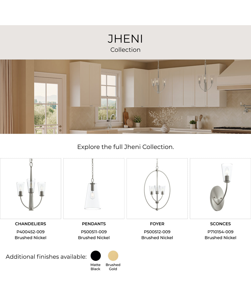 Jheni 4-Light Chandelier with Clear Glass Shades Brushed Nickel