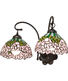 18" Wide Tiffany Cabbage Rose 2 Light Wall Sconce