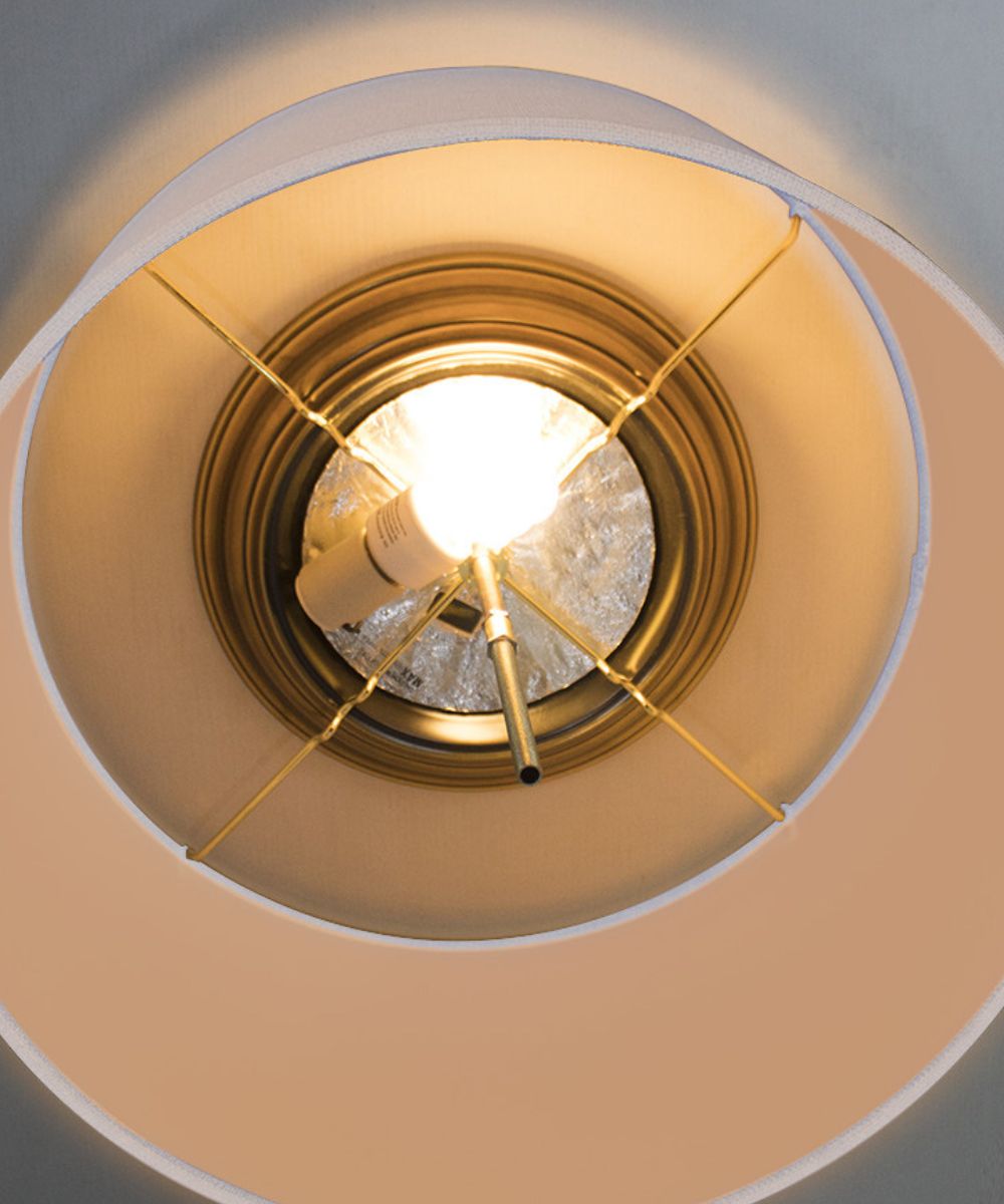 14"W Moderne Flush Mount Conversion Kit  White Fabric Drum Lampshade