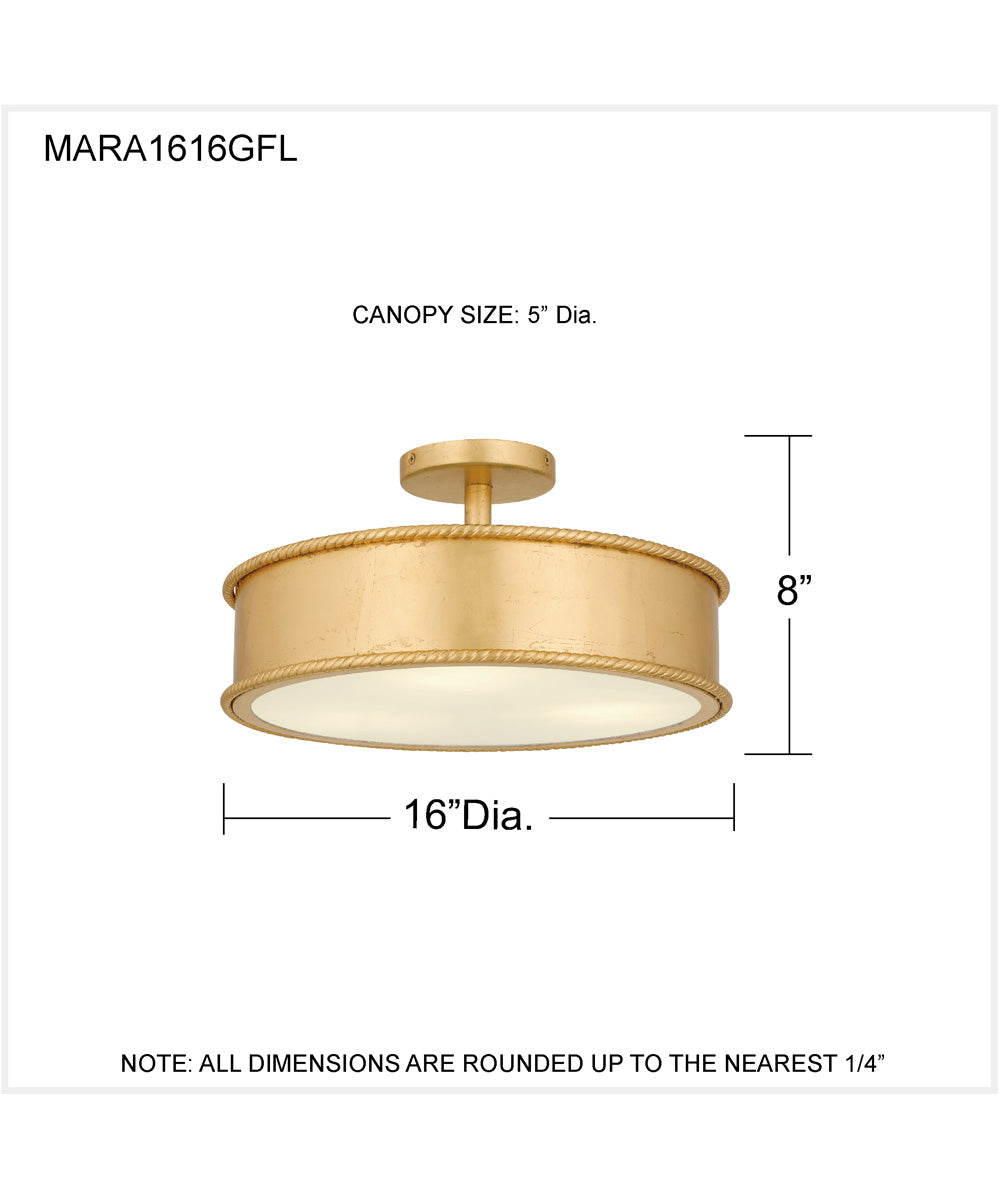 Mara 3-light Semi Flush Mount Gold Leaf