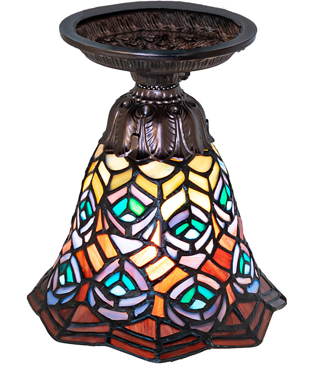 8" Wide Tiffany Peacock Feather Flushmount