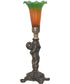 12" High Amber/Green Tiffany Pond Lily Cherub Mini Lamp