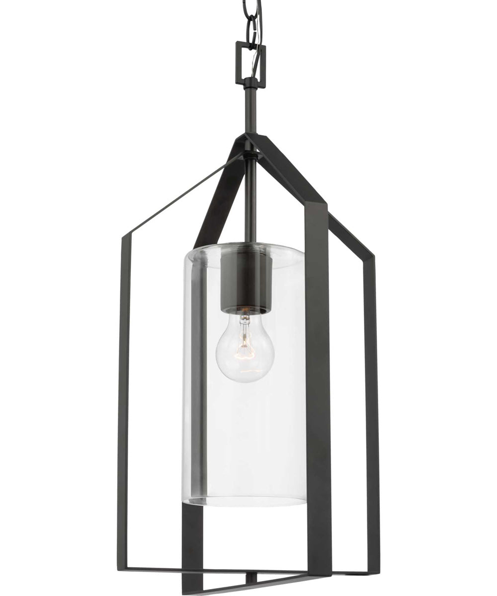 Vertex 1-Light Clear Glass Contemporary Foyer Light Matte Black