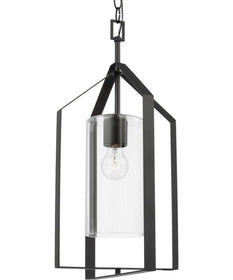 Vertex 1-Light Clear Glass Contemporary Foyer Light Matte Black