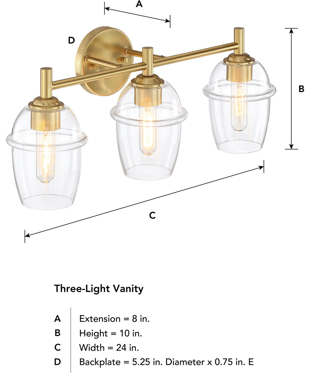 Summer Jazz 3 Light Vanity Brushed Gold