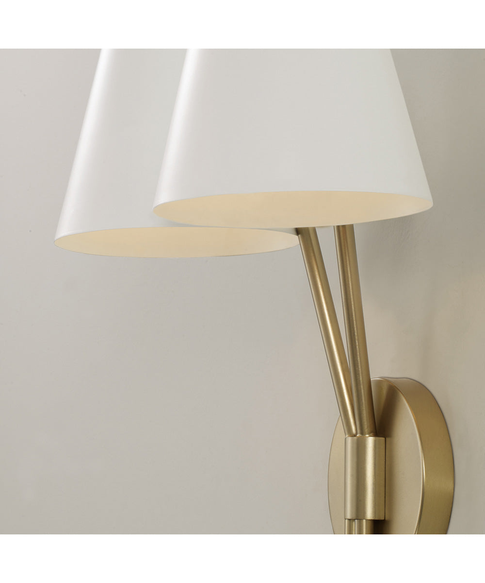 Cami 2-Light Sconce Aged Brass and White