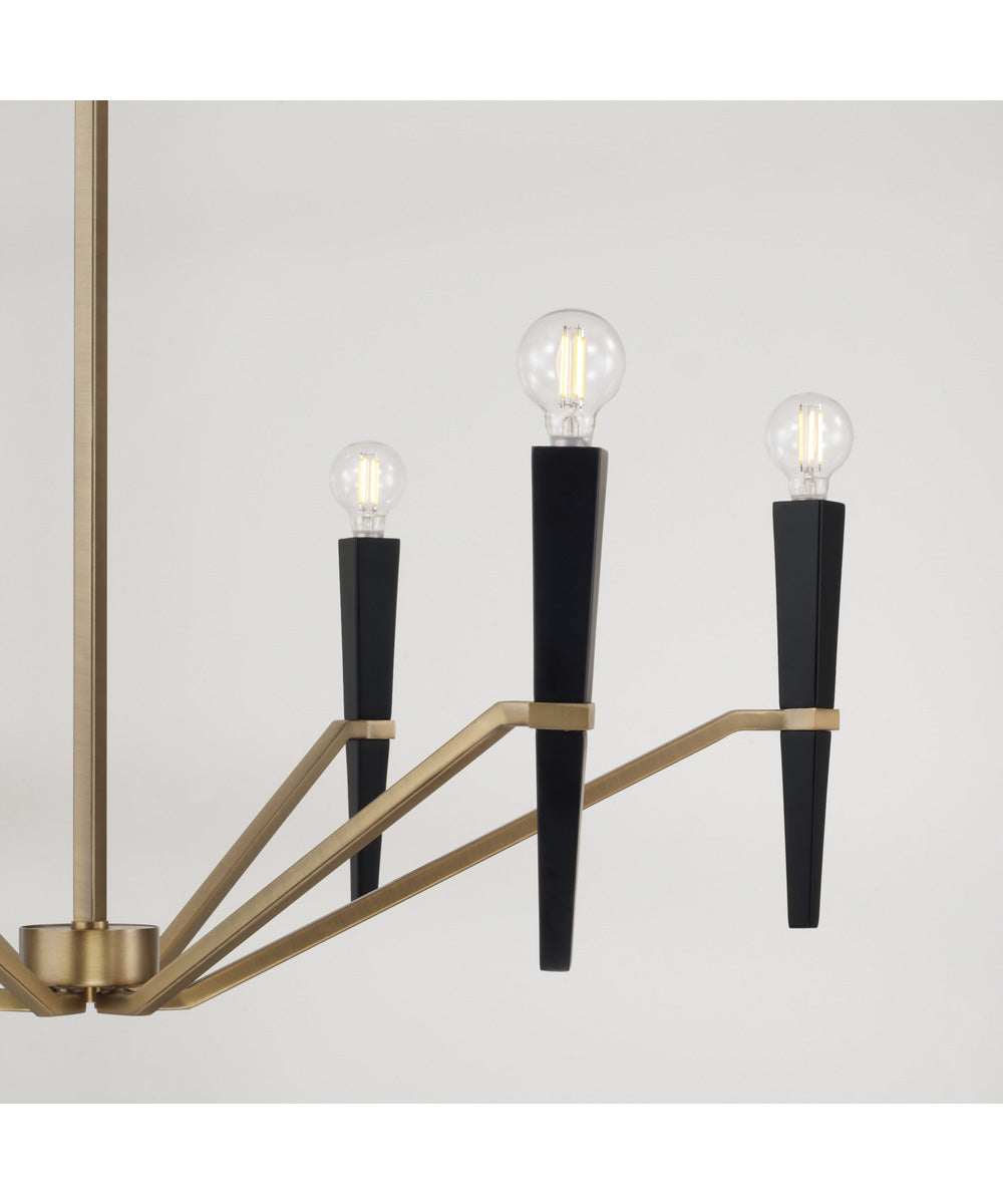 Enzo 6-Light Chandelier Aged Brass and Black