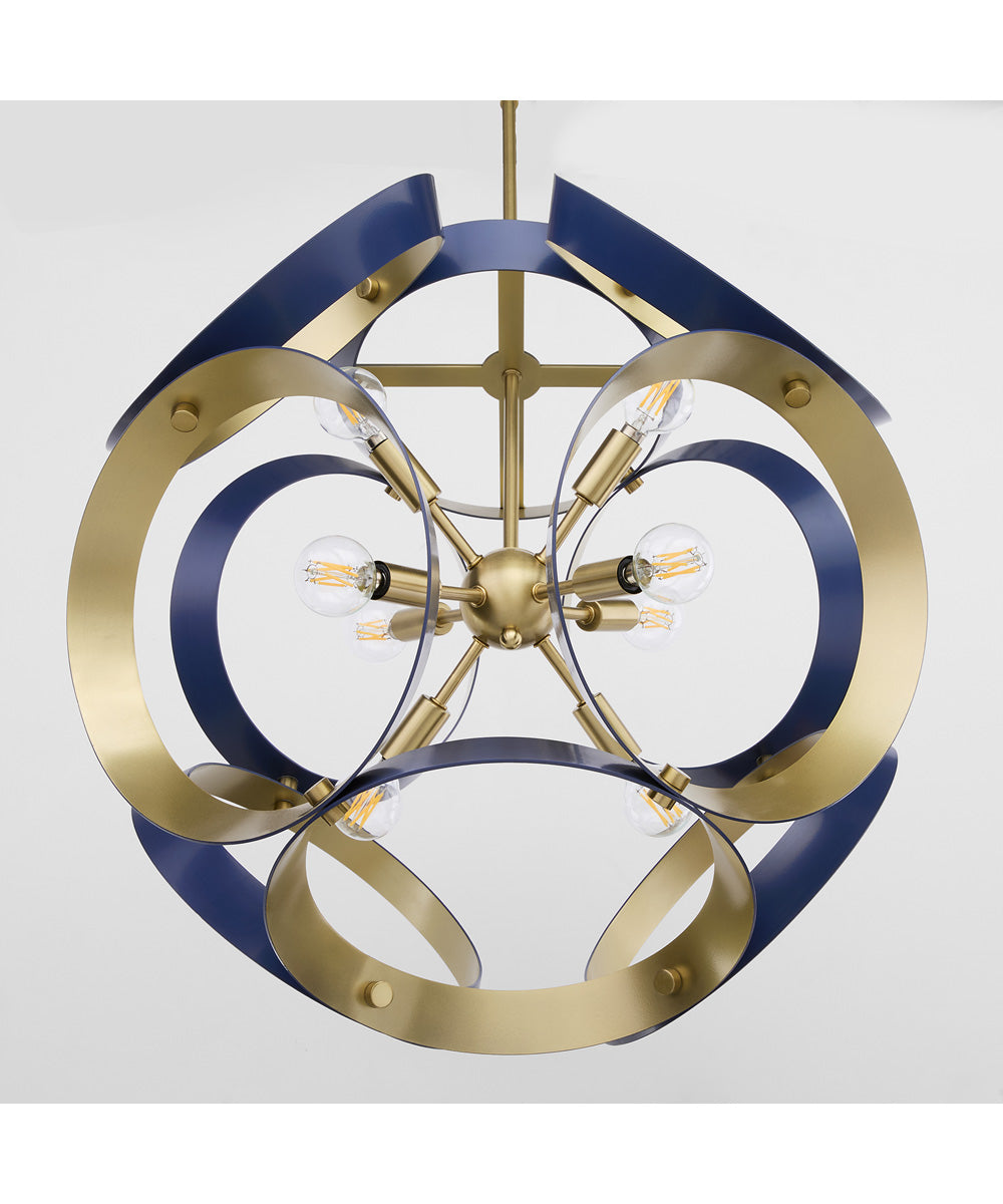 Domain 8-light Pendant Blue|Aged Brass